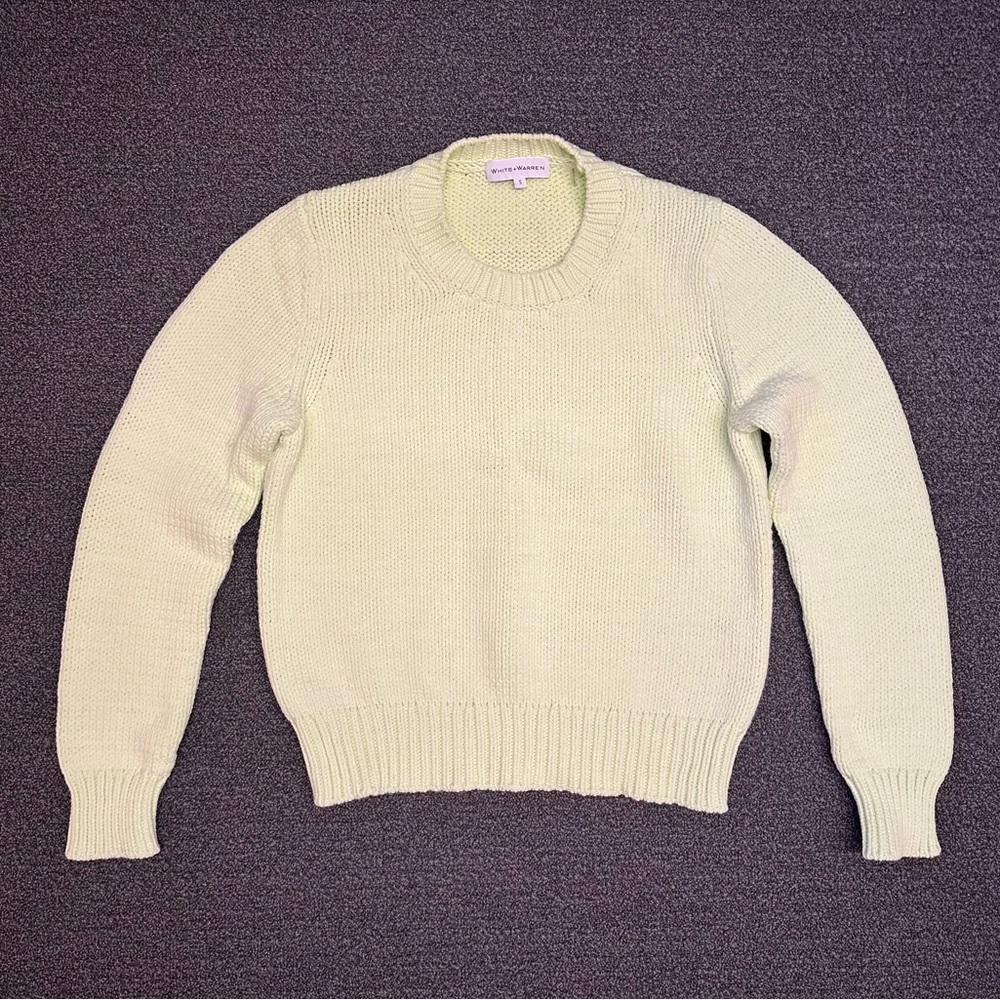 White + Warren Crewneck Sweater in Bright Green/Yellow